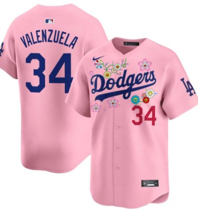 Fernando Valenzuela Jersey 34 Dodgers X Takashi Murakami 2025 Vapor Limited Stitched Cherry Blossom