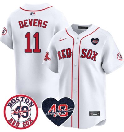 Rafael Devers Jersey 11 Boston Red Sox Tim Wakefield Memorial Patch Stitched White