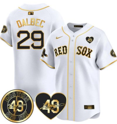 Bobby Dalbec Jersey 29 Boston Red Sox Tim Wakefield Memorial Patch Stitched White Gold