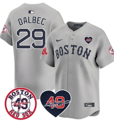Bobby Dalbec Jersey 29 Boston Red Sox Tim Wakefield Memorial Patch Stitched Gray