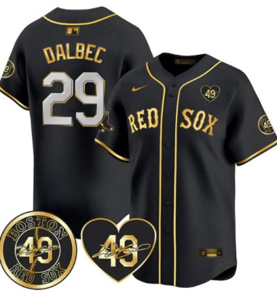 Bobby Dalbec Jersey 29 Boston Red Sox Tim Wakefield Memorial Patch Stitched Black Gold
