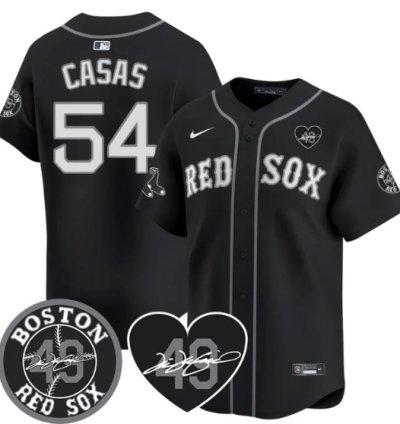 Triston Casas Jersey 54 Boston Red Sox Tim Wakefield Memorial Patch Stitched Black