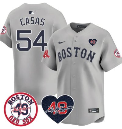 Triston Casas Jersey 54 Boston Red Sox Tim Wakefield Memorial Patch Stitched Gray