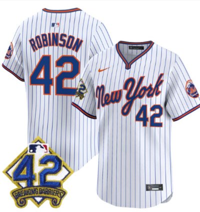 Jackie Robinson Jersey 42 New York Mets 2025 Road Alternate Stitched Pinstripe