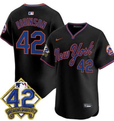 Jackie Robinson Jersey 42 New York Mets 2025 Road Alternate Stitched Black