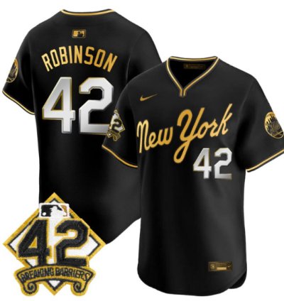 Jackie Robinson Jersey 42 New York Mets 2025 Road Alternate Stitched Black Gold