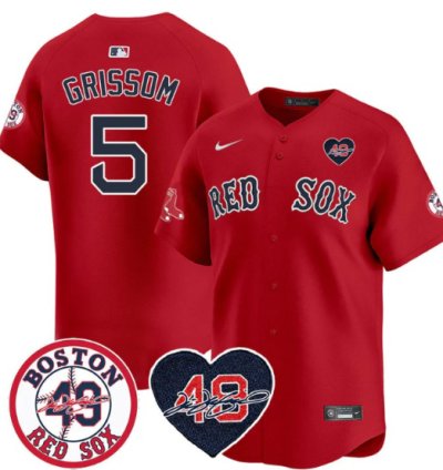 Vaughn Grissom Jersey 5 Boston Red Sox Tim Wakefield Memorial Patch Stitched Red