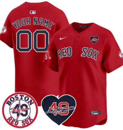 Custom Boston Red Sox Jersey Tim Wakefield Memorial Patch Stitched Red