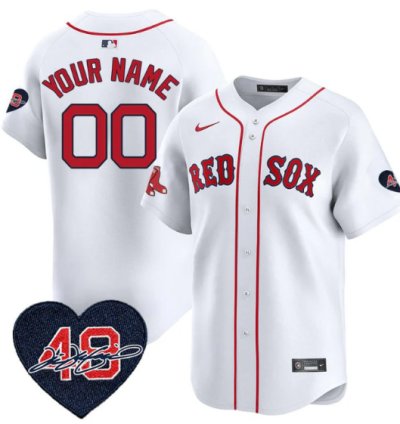Custom Boston Red Sox Jersey Tim Wakefield Limited Memorial Patch Stitched White