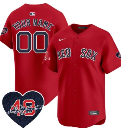 Custom Boston Red Sox Jersey Tim Wakefield Limited Memorial Patch Stitched Red