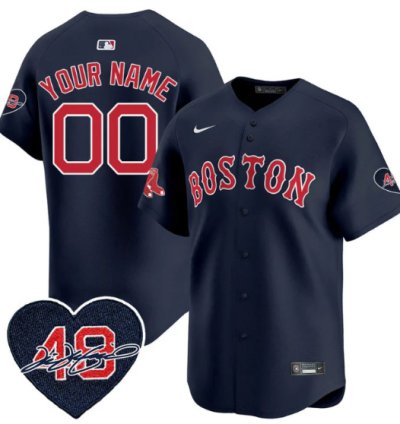 Custom Boston Red Sox Jersey Tim Wakefield Limited Memorial Patch Stitched Navy