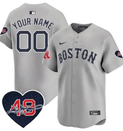 Custom Boston Red Sox Jersey Tim Wakefield Limited Memorial Patch Stitched Gray