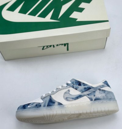 280 Nike Sb Dunk Low X Stussy White Blue Denim Jh8039-937