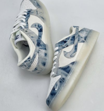 280 Nike Sb Dunk Low X Stussy White Blue Denim Jh8039-937