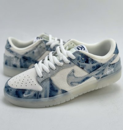 280 Nike Sb Dunk Low X Stussy White Blue Denim Jh8039-937