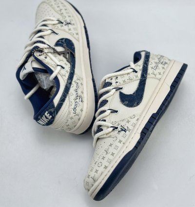 300 Nike Sb Dunk Low X Louis Vuitton White And Blue Denim Straps Sj2068-249 -
