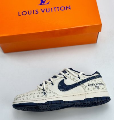 300 Nike Sb Dunk Low X Louis Vuitton White And Blue Denim Straps Sj2068-249 -