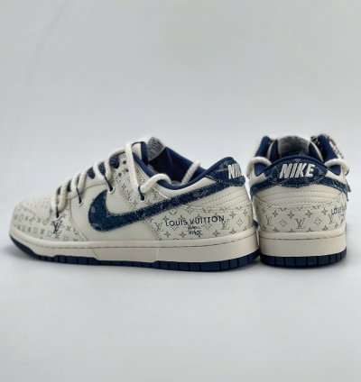 300 Nike Sb Dunk Low X Louis Vuitton White And Blue Denim Straps Sj2068-249 -