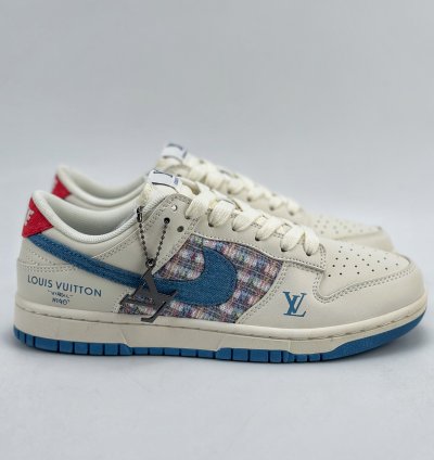 280 Nike Sb Dunk Low X Louis Vuitton White And Blue Chanel Style Xx2025-323 - Pu