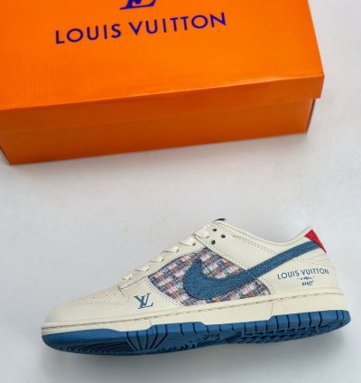 280 Nike Sb Dunk Low X Louis Vuitton White And Blue Chanel Style Xx2025-323 - Pu
