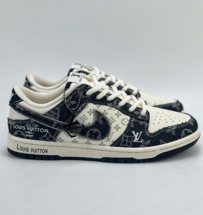 280 Nike Sb Dunk Low X Louis Vuitton White And Black Denim Sj2068-256 -