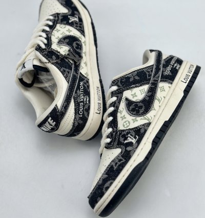 280 Nike Sb Dunk Low X Louis Vuitton White And Black Denim Sj2068-256 -