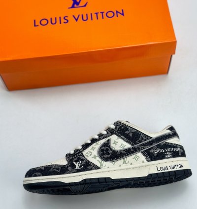 280 Nike Sb Dunk Low X Louis Vuitton White And Black Denim Sj2068-256 -