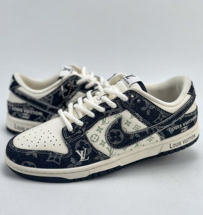 280 Nike Sb Dunk Low X Louis Vuitton White And Black Denim Sj2068-256 -
