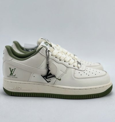 260 Nike Air Force 1 Low 07 X Louis Vuitton White And Green Double Hook Xz6188-0