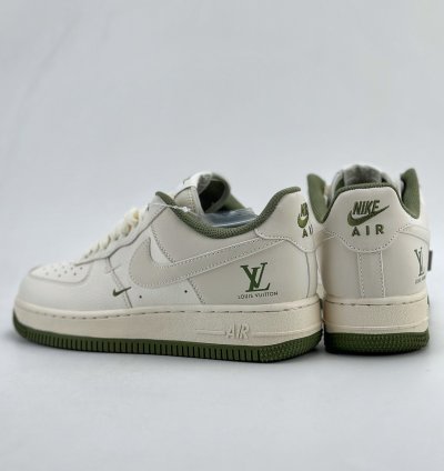 260 Nike Air Force 1 Low 07 X Louis Vuitton White And Green Double Hook Xz6188-0