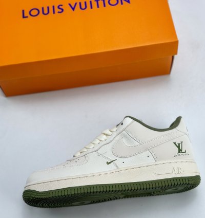 260 Nike Air Force 1 Low 07 X Louis Vuitton White And Green Double Hook Xz6188-0