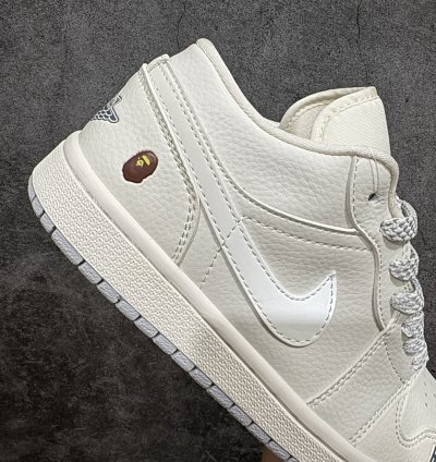 Bape X Air Jordan 1 Low Beige Gray Sole Wg8850-003 - Pu