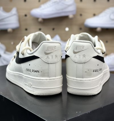 260 Nike Air Force 107 Lowwhitekhakiblackgraffiti Air Force One Sneakers Leathe