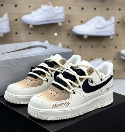 260 Nike Air Force 107 Lowwhitekhakiblackgraffiti Air Force One Sneakers Leathe