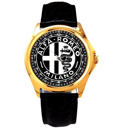 Alfa Romeo Black Design Leather Gold Sport Metal Watch