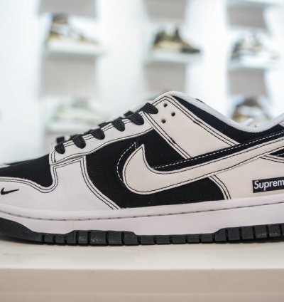 280 Nike Sb Dunk Low X Supreme Black And White Double Hook Fc1688-144 - H