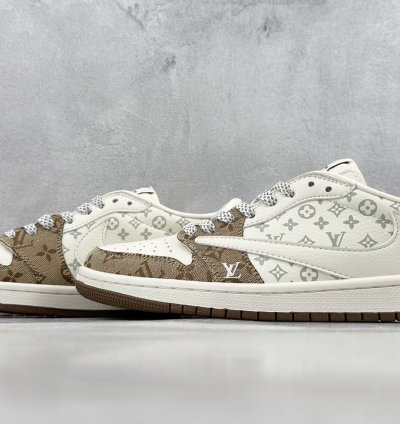 280 Lv X Air Jordan 1 Low Light Brown Print Sj2068-102 -