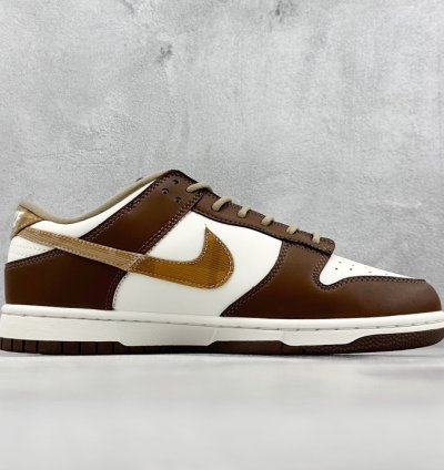200 St Version Nike Dunk Low Gs Brown Plaid White And Brown Stitching Fv3653-191