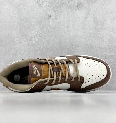 200 St Version Nike Dunk Low Gs Brown Plaid White And Brown Stitching Fv3653-191