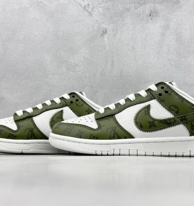 300 Nike Sb Dunk Low X Louis Vuitton White Green Full Print Dq1098-362 - Putian