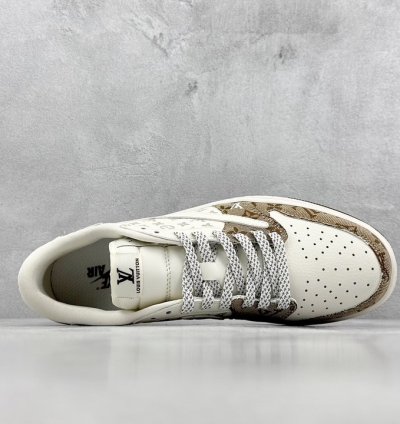 280 Lv X Air Jordan 1 Low Light Brown Print Sj2068-102 - Putian High Imitation S