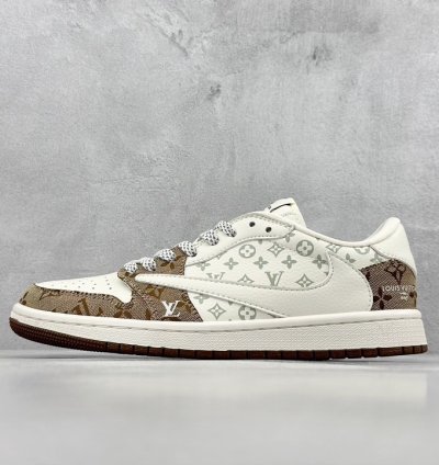 280 Lv X Air Jordan 1 Low Light Brown Print Sj2068-102 - Putian High Imitation S