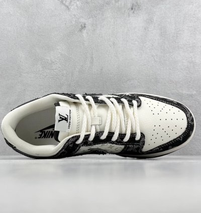 280 Nk Dunk Low Retro Diy High-end Customization Lv Beige And Black Denim Print