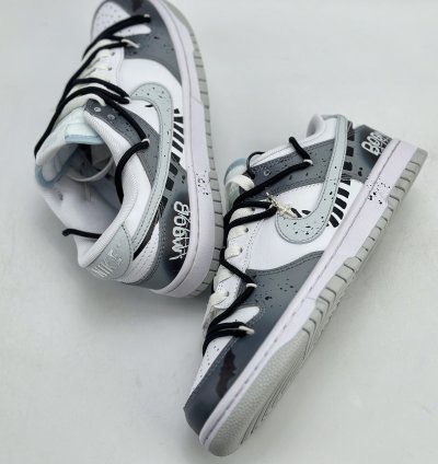 280 Nike Sb Dunk Low Ink Graffiti Double Hook Halloween Cross White Gray Dv0831-