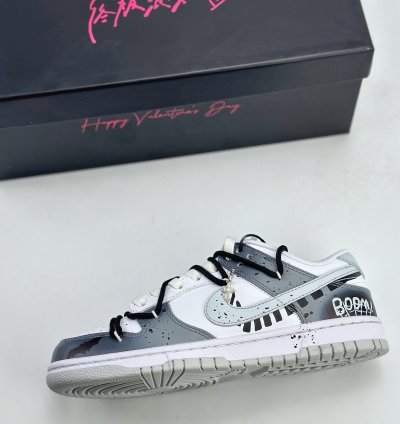 280 Nike Sb Dunk Low Ink Graffiti Double Hook Halloween Cross White Gray Dv0831-