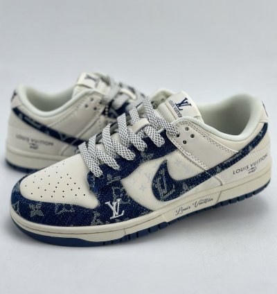 280 Nike Sb Dunk Low X Louis Vuitton White Blue Denim Xo3802-33509