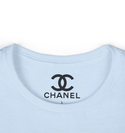 Chanel Drip Womens Softstyle Tee Light Blue Made In Usa Stylish Comfy