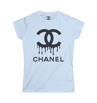 Chanel Drip Womens Softstyle Tee Light Blue Made In Usa Stylish Comfy