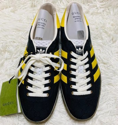 Gucci X Adidas Collaboration Gazelle Sneakers Black Color