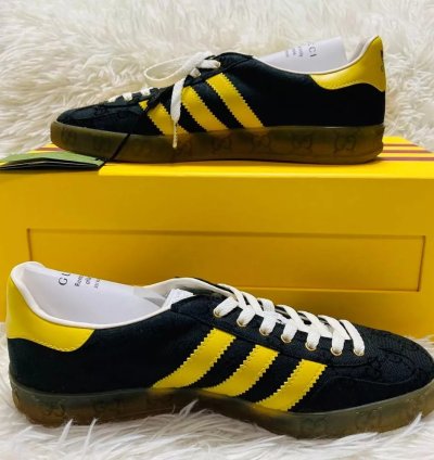 Gucci X Adidas Collaboration Gazelle Sneakers Black Color